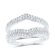 Load image into Gallery viewer, 14K White Gold Round Diamond Women's Chevron Wrap Ring Guard Enhancer Wedding Band 1/2 Cttw - Splendid Jewellery