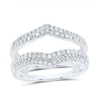 14K White Gold Round Diamond Women's Chevron Wrap Ring Guard Enhancer Wedding Band 1/2 Cttw - Splendid Jewellery