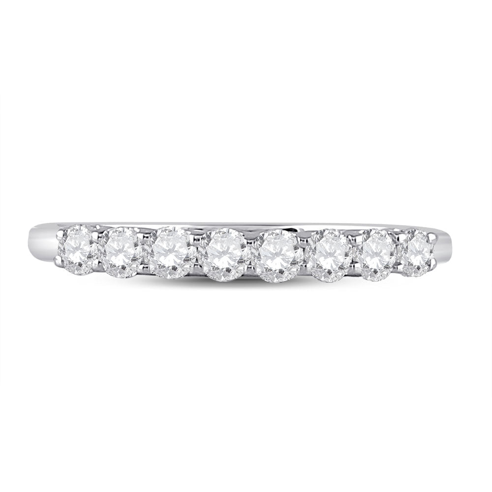 14K White Gold Round Diamond Women's Classic Anniversary Band Ring 1/2 Cttw - Splendid Jewellery