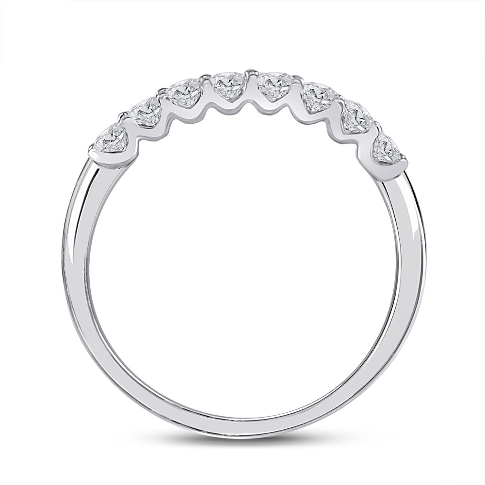 14K White Gold Round Diamond Women's Classic Anniversary Band Ring 1/2 Cttw - Splendid Jewellery