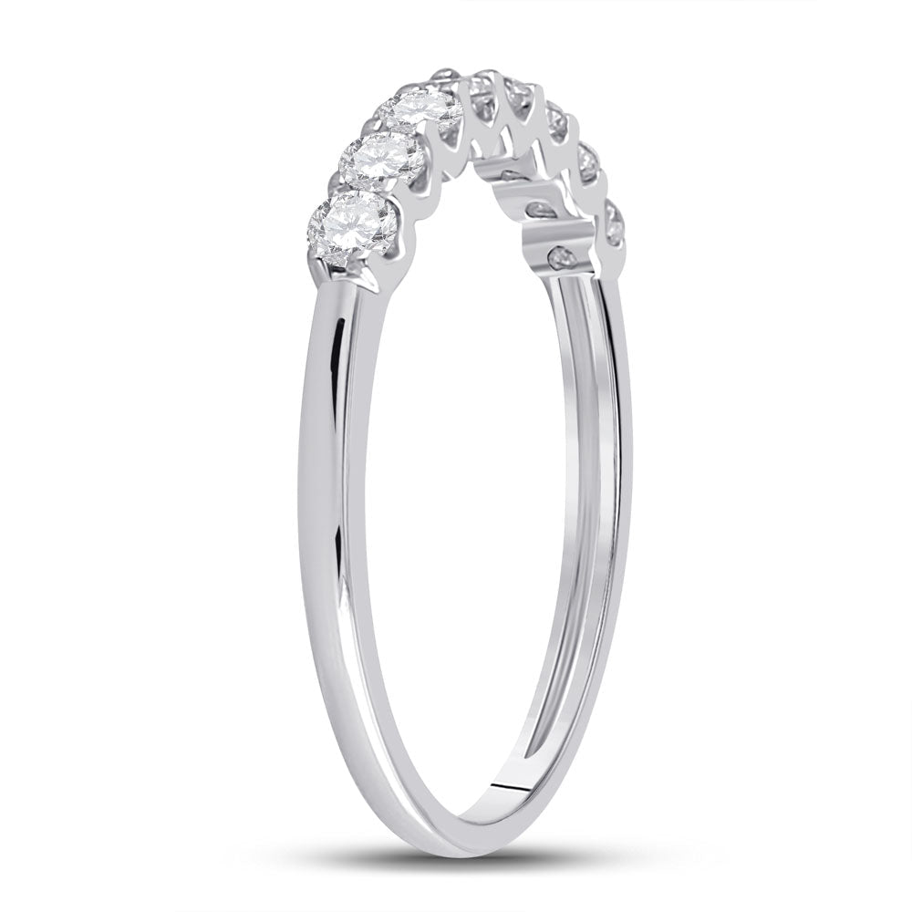 14K White Gold Round Diamond Women's Classic Anniversary Band Ring 1/2 Cttw - Splendid Jewellery