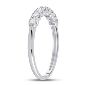 14K White Gold Round Diamond Women's Classic Anniversary Band Ring 1/2 Cttw - Splendid Jewellery