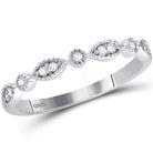 14K White Gold Round Diamond Women's Classic Stackable Band Ring 1/10 Cttw - Splendid Jewellery