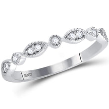 Load image into Gallery viewer, 14K White Gold Round Diamond Women's Classic Stackable Band Ring 1/10 Cttw - Splendid Jewellery