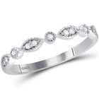 14K White Gold Round Diamond Women's Classic Stackable Band Ring 1/10 Cttw - Splendid Jewellery