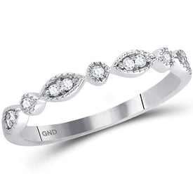 14K White Gold Round Diamond Women's Classic Stackable Band Ring 1/10 Cttw - Splendid Jewellery