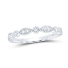 14K White Gold Round Diamond Women's Classic Stackable Band Ring 1/10 Cttw - Splendid Jewellery