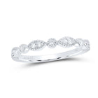 14K White Gold Round Diamond Women's Classic Stackable Band Ring 1/10 Cttw - Splendid Jewellery