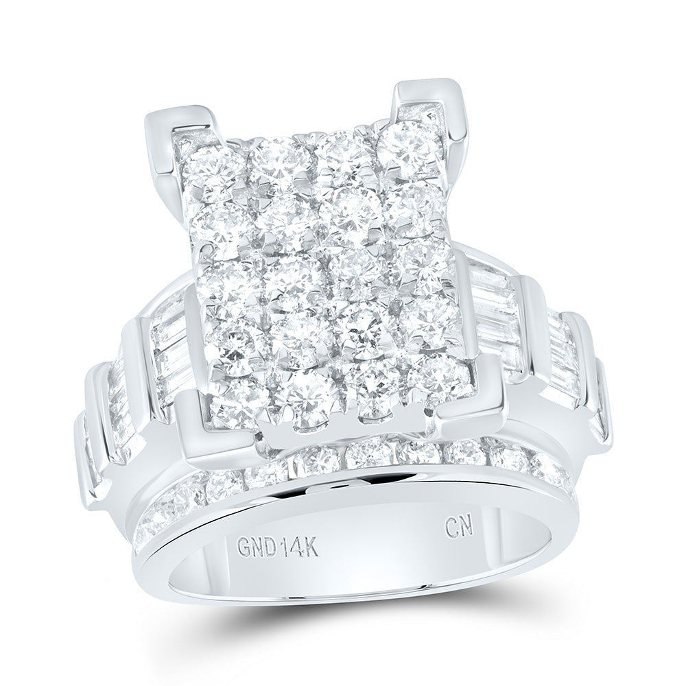 14K White Gold Round Diamond Women's Cluster Bridal Wedding Engagement Ring 4 Cttw - Splendid Jewellery