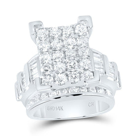 14K White Gold Round Diamond Women's Cluster Bridal Wedding Engagement Ring 4 Cttw - Splendid Jewellery