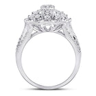 14K White Gold Round Diamond Women's Cluster Pear Bridal Wedding Engagement Ring 1 13/4 Cttw - Splendid Jewellery