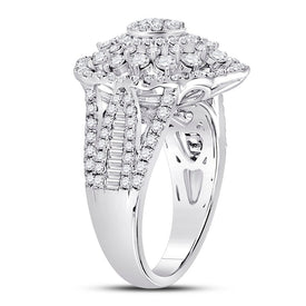 14K White Gold Round Diamond Women's Cluster Pear Bridal Wedding Engagement Ring 1 13/4 Cttw - Splendid Jewellery