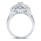14K White Gold Round Diamond Women's Cluster Pear Bridal Wedding Engagement Ring 1 13/4 Cttw - Splendid Jewellery