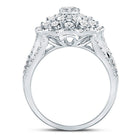 14K White Gold Round Diamond Women's Cluster Pear Bridal Wedding Engagement Ring 1 13/4 Cttw - Splendid Jewellery