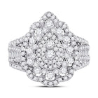 14K White Gold Round Diamond Women's Cluster Pear Bridal Wedding Engagement Ring 1 13/4 Cttw - Splendid Jewellery