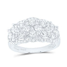14K White Gold Round Diamond Women's Cocktail Cluster 5 Stone Ring 2 Cttw - Splendid Jewellery