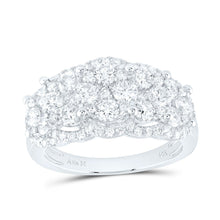 Load image into Gallery viewer, 14K White Gold Round Diamond Women's Cocktail Cluster 5 Stone Ring 2 Cttw - Splendid Jewellery