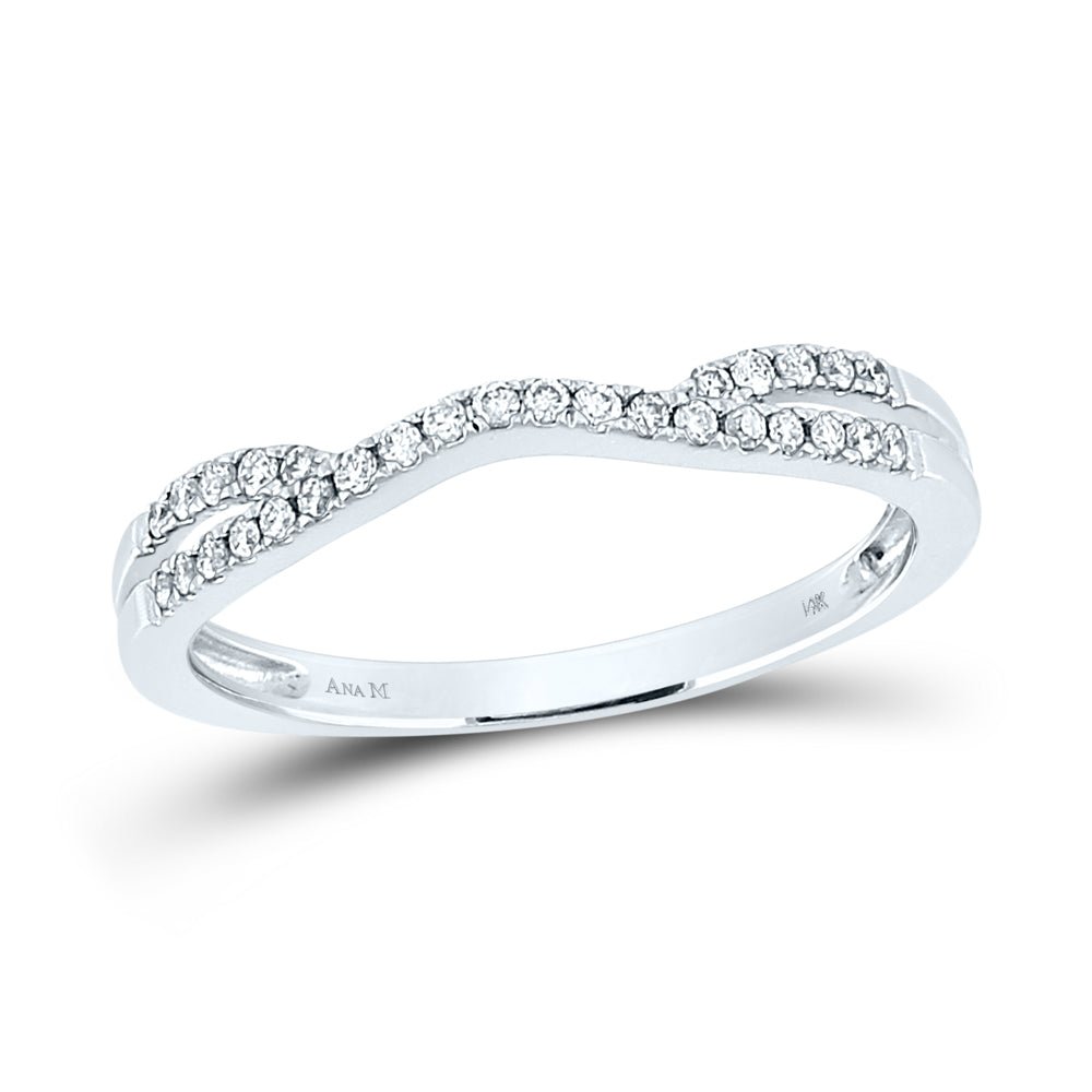 14K White Gold Round Diamond Women's Contour Wrap Ring Guard Enhancer 1/6 Cttw - Splendid Jewellery