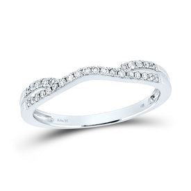 14K White Gold Round Diamond Women's Contour Wrap Ring Guard Enhancer 1/6 Cttw - Splendid Jewellery