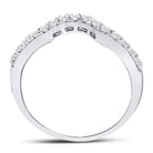 14K White Gold Round Diamond Women's Curved Wedding Band Ring 1/4 Cttw - Splendid Jewellery