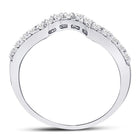 14K White Gold Round Diamond Women's Curved Wedding Band Ring 1/4 Cttw - Splendid Jewellery