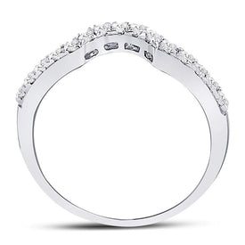 14K White Gold Round Diamond Women's Curved Wedding Band Ring 1/4 Cttw - Splendid Jewellery