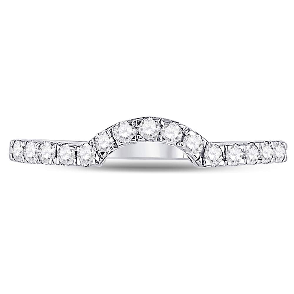 14K White Gold Round Diamond Women's Curved Wedding Band Ring 1/4 Cttw - Splendid Jewellery