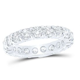 14K White Gold Round Diamond Women's Eternity Wedding Anniversary Ring 3 Cttw - Splendid Jewellery