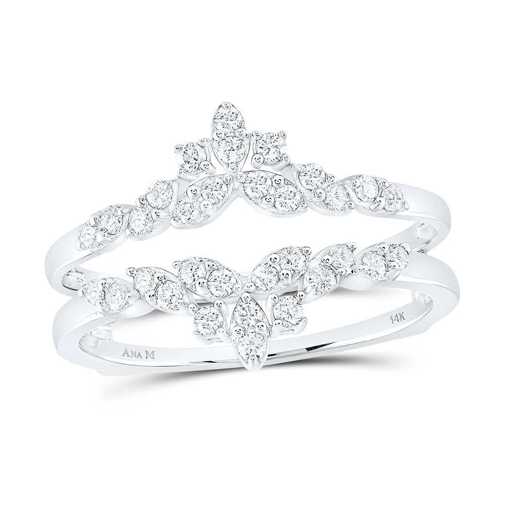 14K White Gold Round Diamond Women's Fashion Wrap Ring Guard Enhancer 1/3 Cttw - Splendid Jewellery