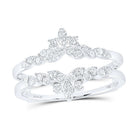14K White Gold Round Diamond Women's Fashion Wrap Ring Guard Enhancer 1/3 Cttw - Splendid Jewellery