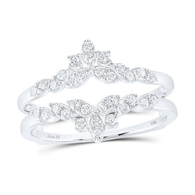 14K White Gold Round Diamond Women's Fashion Wrap Ring Guard Enhancer 1/3 Cttw - Splendid Jewellery