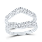 14K White Gold Round Diamond Women's Guard Ring 5/8 Cttw - Splendid Jewellery