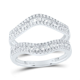 14K White Gold Round Diamond Women's Guard Ring 5/8 Cttw - Splendid Jewellery