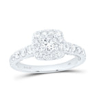 14K White Gold Round Diamond Women's Halo Bridal Wedding Engagement Ring 1 (Certified) 1 1/2 Cttw - Splendid Jewellery