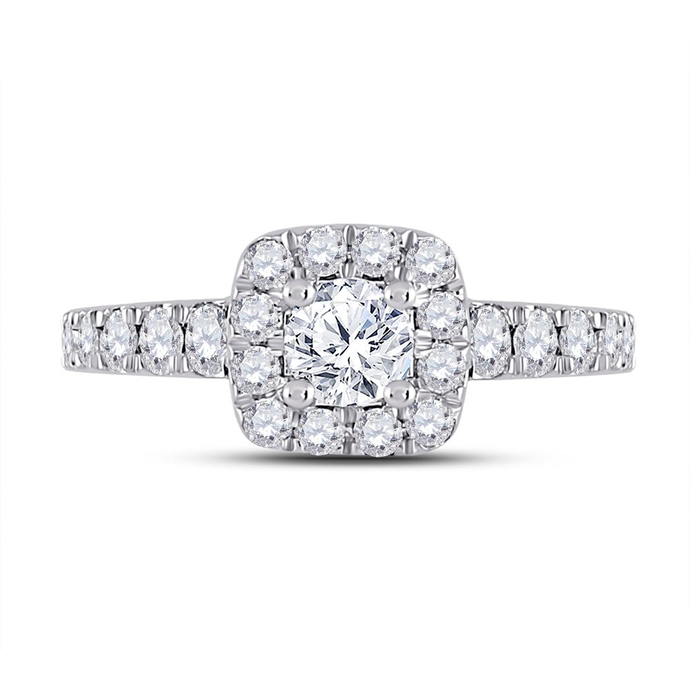 14K White Gold Round Diamond Women's Halo Bridal Wedding Engagement Ring 1 (Certified) 1 1/2 Cttw - Splendid Jewellery