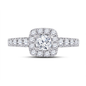 14K White Gold Round Diamond Women's Halo Bridal Wedding Engagement Ring 1 (Certified) 1 1/2 Cttw - Splendid Jewellery