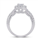 14K White Gold Round Diamond Women's Halo Bridal Wedding Engagement Ring 1 (Certified) 1 1/2 Cttw - Splendid Jewellery