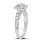 14K White Gold Round Diamond Women's Halo Bridal Wedding Engagement Ring 1 (Certified) 1 1/2 Cttw - Splendid Jewellery