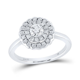 14K White Gold Round Diamond Women's Halo Bridal Wedding Engagement Ring 3/4 Cttw - Splendid Jewellery