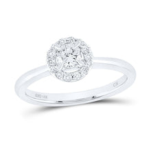 Load image into Gallery viewer, 14K White Gold Round Diamond Women's Halo Bridal Wedding Engagement Ring (Certified) 1/2 Cttw - Splendid Jewellery