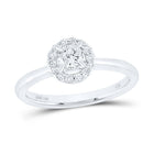 14K White Gold Round Diamond Women's Halo Bridal Wedding Engagement Ring (Certified) 1/2 Cttw - Splendid Jewellery