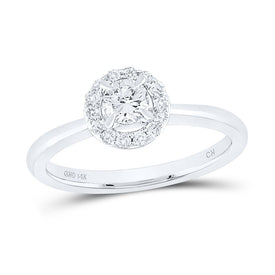 14K White Gold Round Diamond Women's Halo Bridal Wedding Engagement Ring (Certified) 1/2 Cttw - Splendid Jewellery