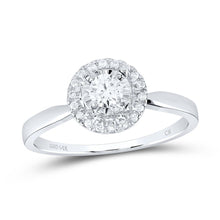 Load image into Gallery viewer, 14K White Gold Round Diamond Women's Halo Bridal Wedding Engagement Ring (Certified) 1/3 Cttw - Splendid Jewellery