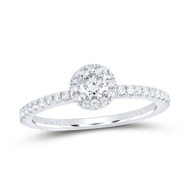 14K White Gold Round Diamond Women's Halo Bridal Wedding Engagement Ring (Certified) 5/8 Cttw - Splendid Jewellery