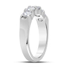 14K White Gold Round Diamond Women's Machine Set 5 Stone Wedding Band 1 Cttw - Splendid Jewellery