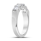 14K White Gold Round Diamond Women's Machine Set 5 Stone Wedding Band 1 Cttw - Splendid Jewellery