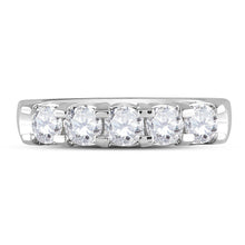 Load image into Gallery viewer, 14K White Gold Round Diamond Women's Machine Set 5 Stone Wedding Band 1 Cttw - Splendid Jewellery