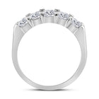 14K White Gold Round Diamond Women's Machine Set 5 Stone Wedding Band 1 Cttw - Splendid Jewellery