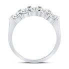 14K White Gold Round Diamond Women's Machine Set 5 Stone Wedding Band 1 Cttw - Splendid Jewellery