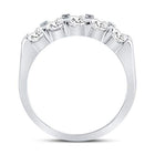14K White Gold Round Diamond Women's Machine Set 5 Stone Wedding Band 1 Cttw - Splendid Jewellery